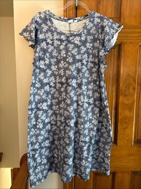 GAP Navy Blue and White Floral Midi Dress